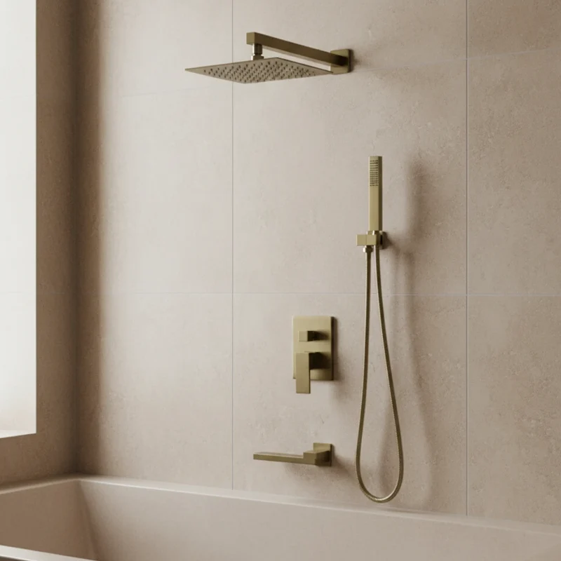 Robinet baignoire salle de bain colonne de douche douchette - Doré - Laiton