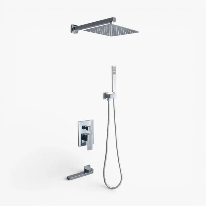 Robinet baignoire salle de bain colonne de douche douchette - Argenté - Laiton