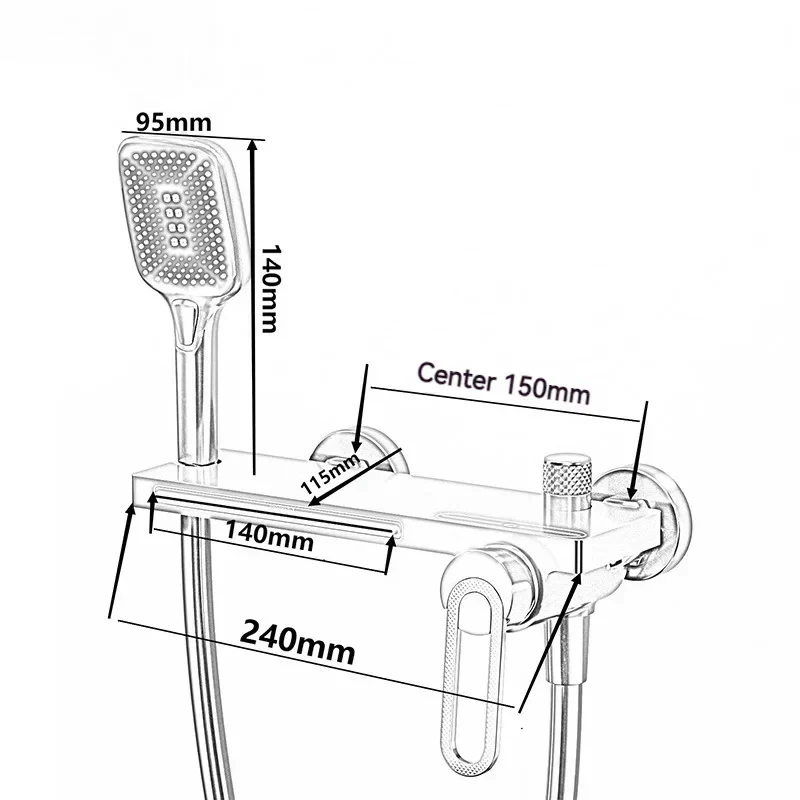 Robinet baignoire salle de bain cascade douchette - Noir - Laiton