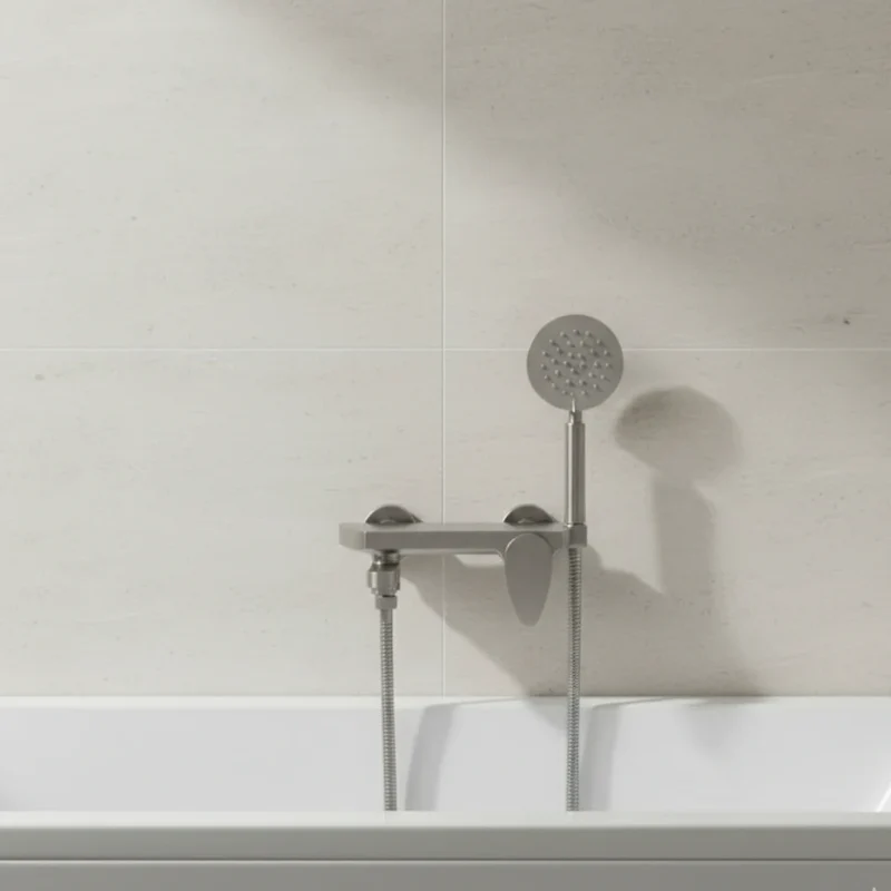 Robinet baignoire minimaliste douchette - Argenté - Laiton