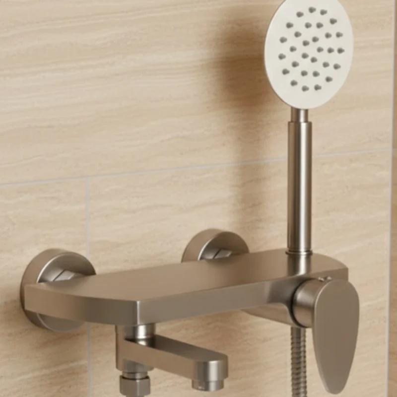 Robinet baignoire minimaliste douchette - Argenté - Laiton