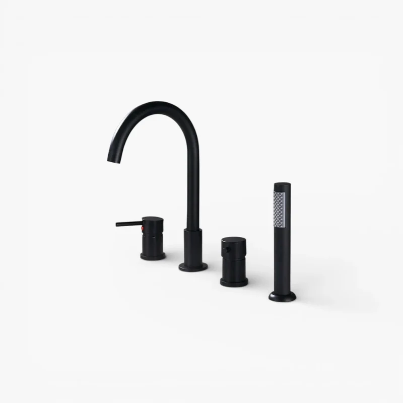 Robinet baignoire encastrable douchette - Noir - Laiton