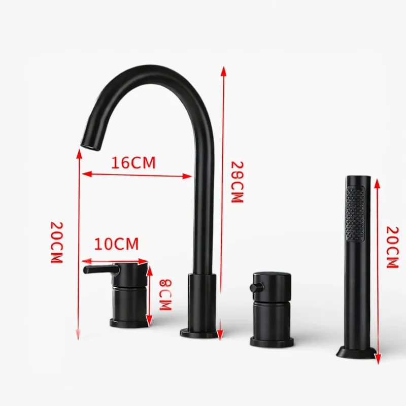 Robinet baignoire encastrable douchette - Noir - Laiton