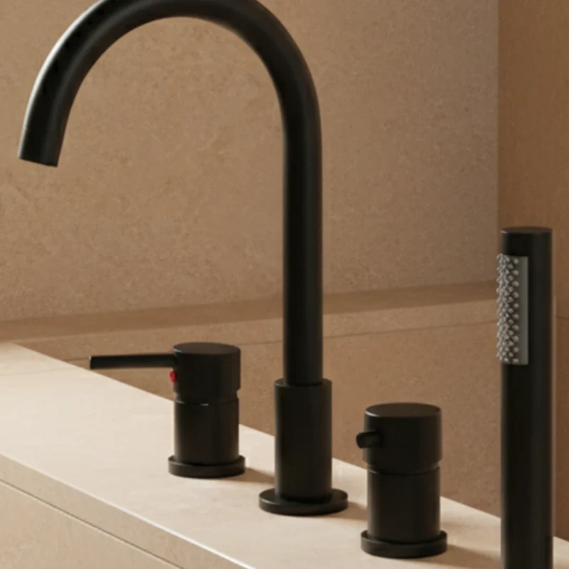 Robinet baignoire encastrable douchette - Noir - Laiton