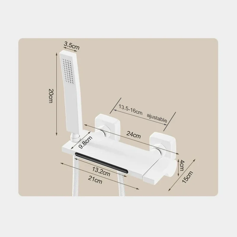 Robinet baignoire cascade douchette salle de bain - Blanc - Laiton