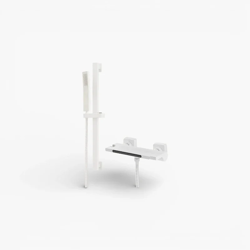 Robinet baignoire cascade douchette salle de bain - Blanc - Laiton