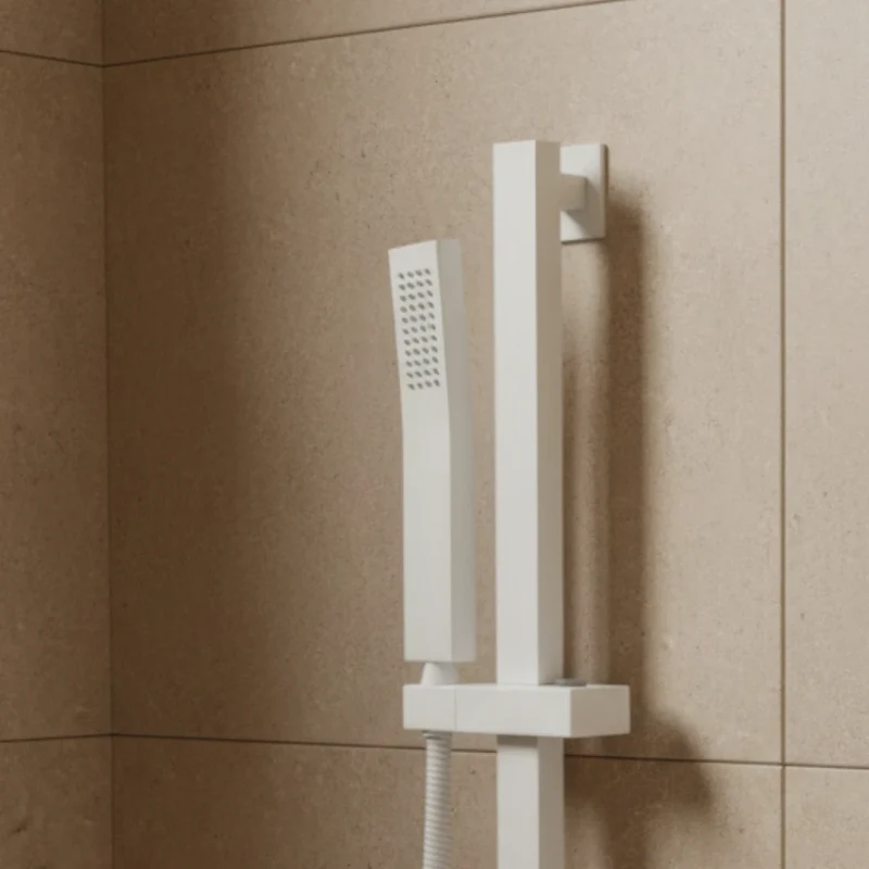 Robinet baignoire cascade douchette salle de bain - Blanc - Laiton