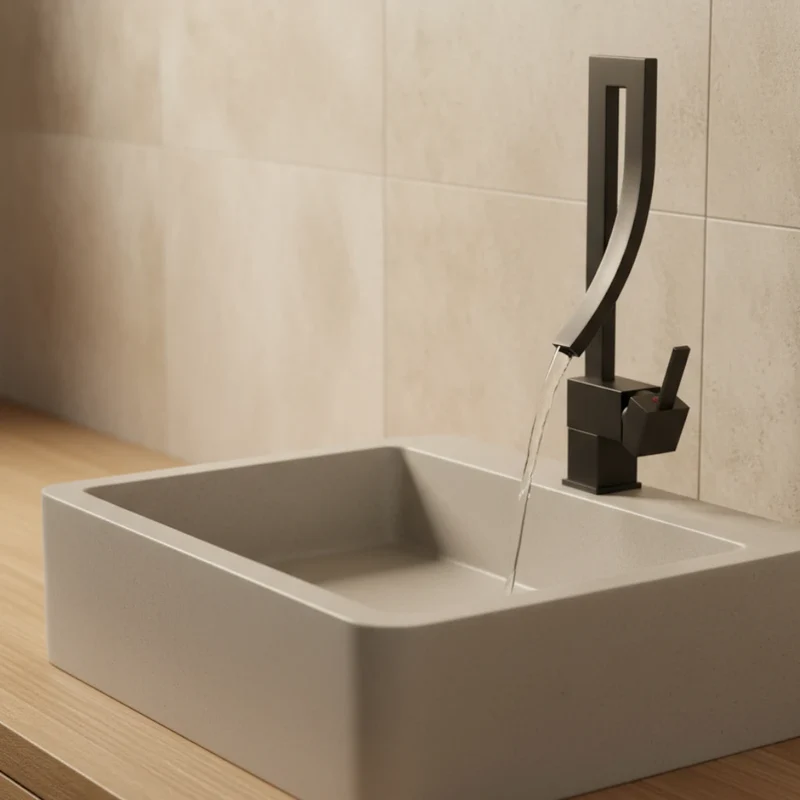 Robinet lavabo salle de bain haut design - Noir - Laiton