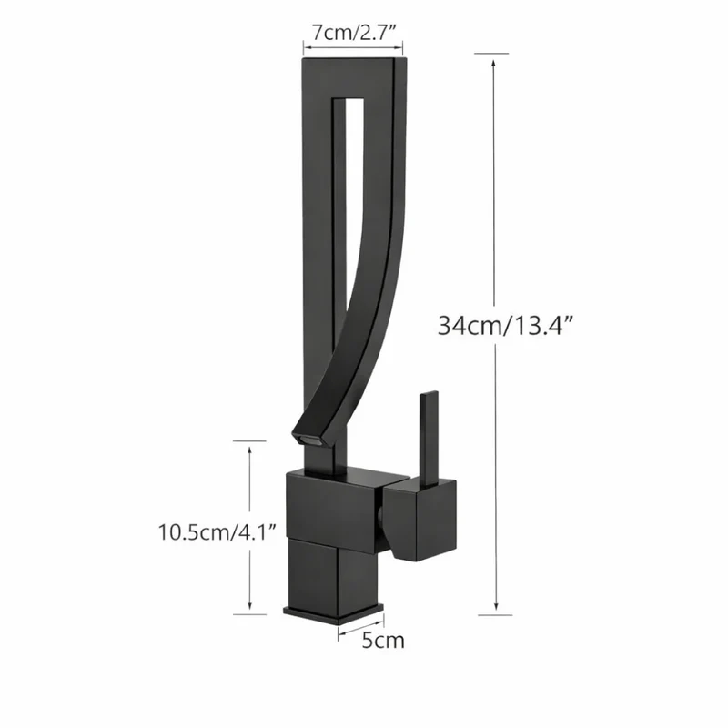 Robinet lavabo salle de bain haut design - Noir - Laiton