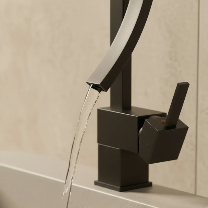 Robinet lavabo salle de bain haut design - Noir - Laiton