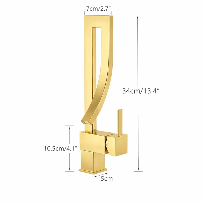 Robinet lavabo salle de bain haut design - Doré - Laiton