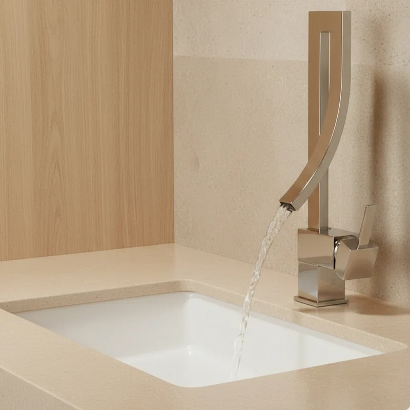Robinet lavabo salle de bain haut design - Argenté - Laiton