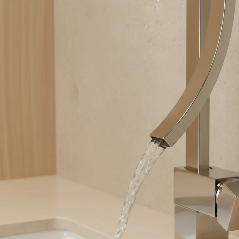 Robinet lavabo salle de bain haut design - Argenté - Laiton