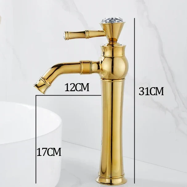 Robinet lavabo salle de bain diamant - Doré - Laiton