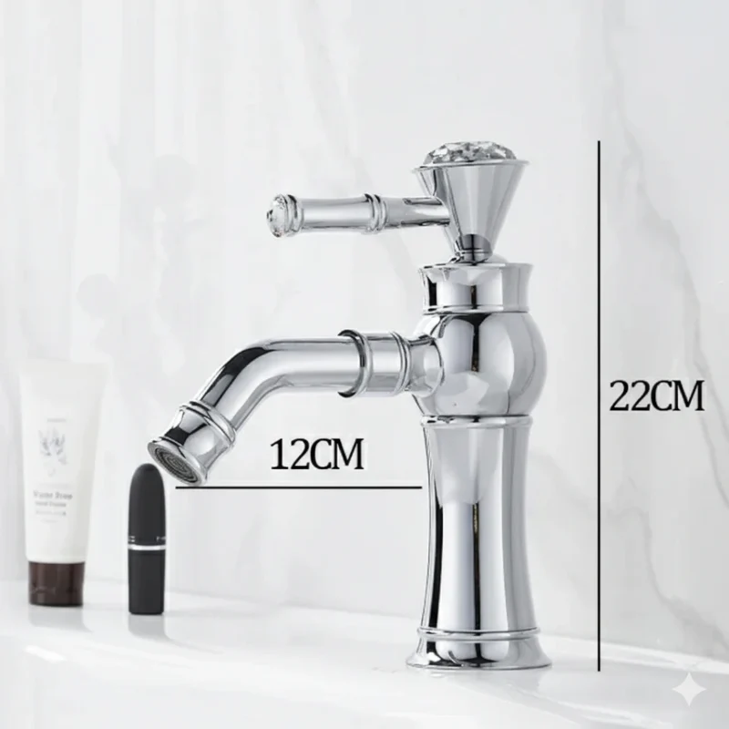 Robinet lavabo salle de bain diamant - Argenté - Laiton