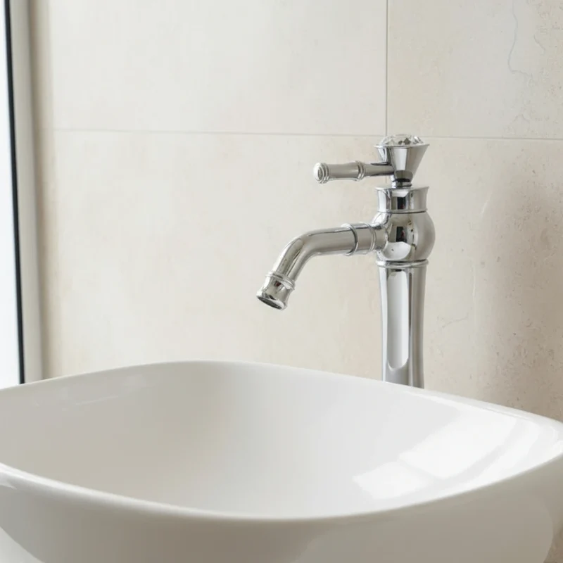 Robinet lavabo salle de bain diamant - Argenté - Laiton