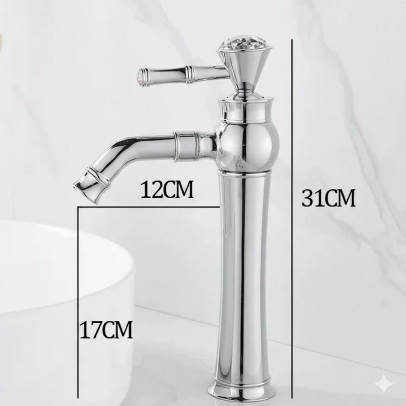 Robinet lavabo salle de bain diamant - Argenté - Laiton