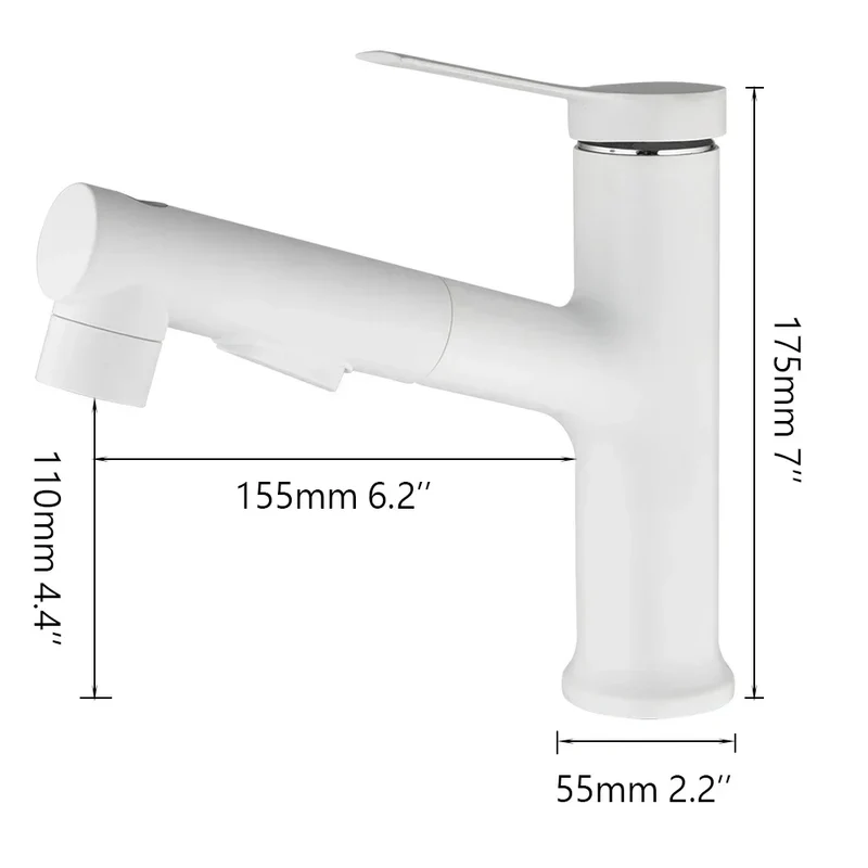 Robinet lavabo salle de bain deux jets - Blanc - Laiton