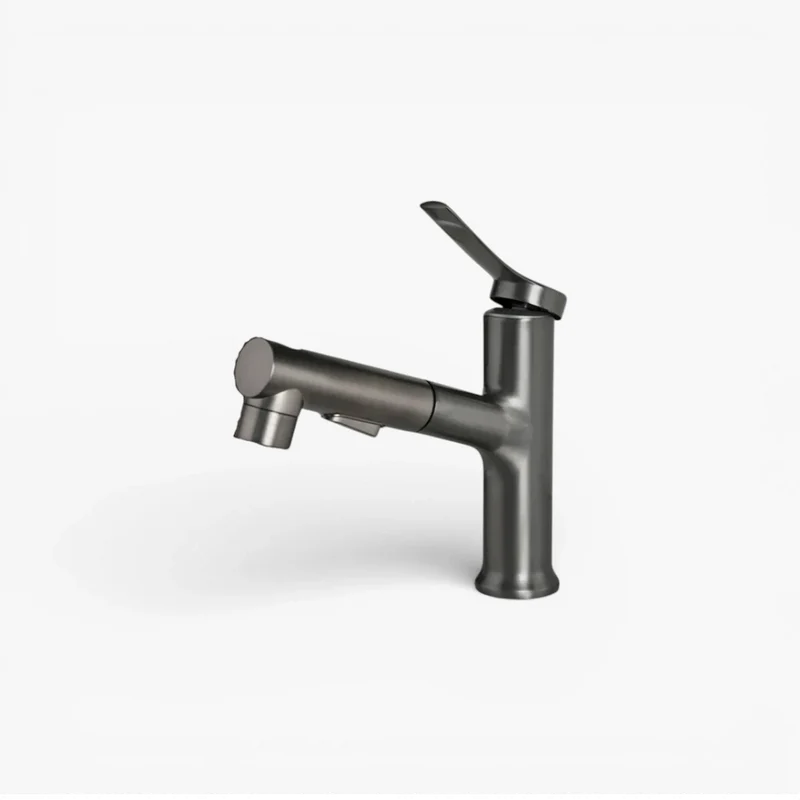 Robinet lavabo salle de bain deux jets - Argenté - Laiton