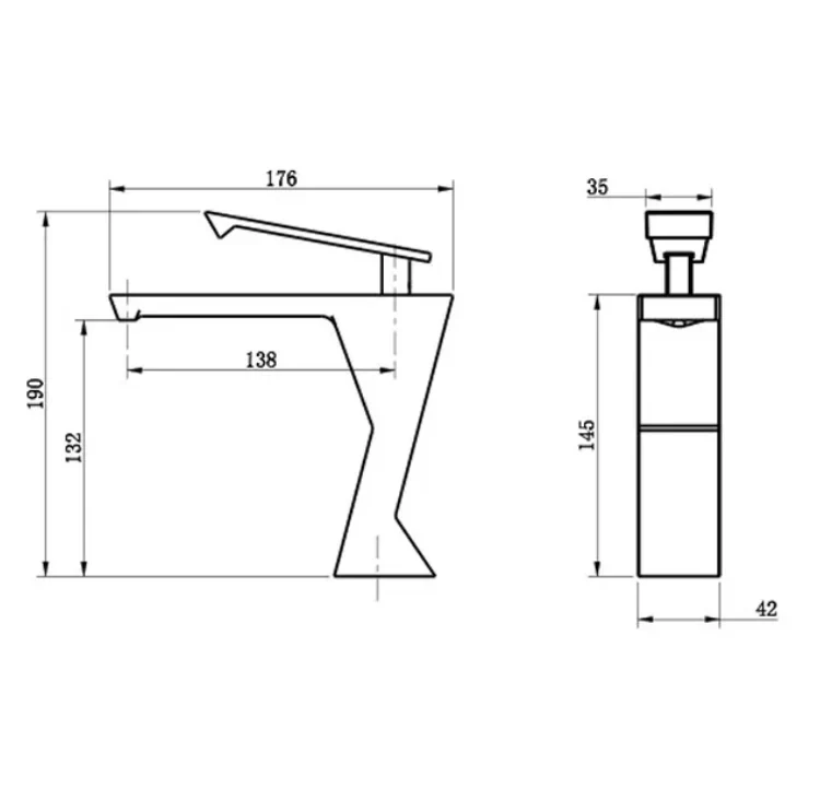 Robinet lavabo salle de bain design géométrique mitigeur - Noir - Laiton
