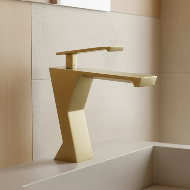 Robinet lavabo salle de bain design géométrique mitigeur - Doré - Laiton