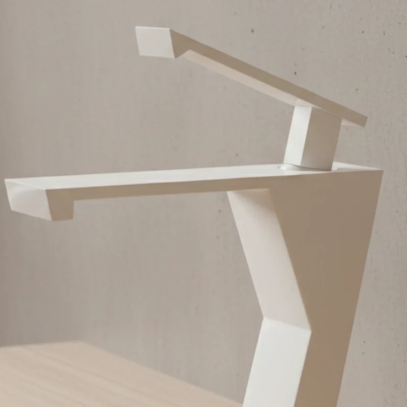 Robinet lavabo salle de bain design géométrique mitigeur - Blanc - Laiton