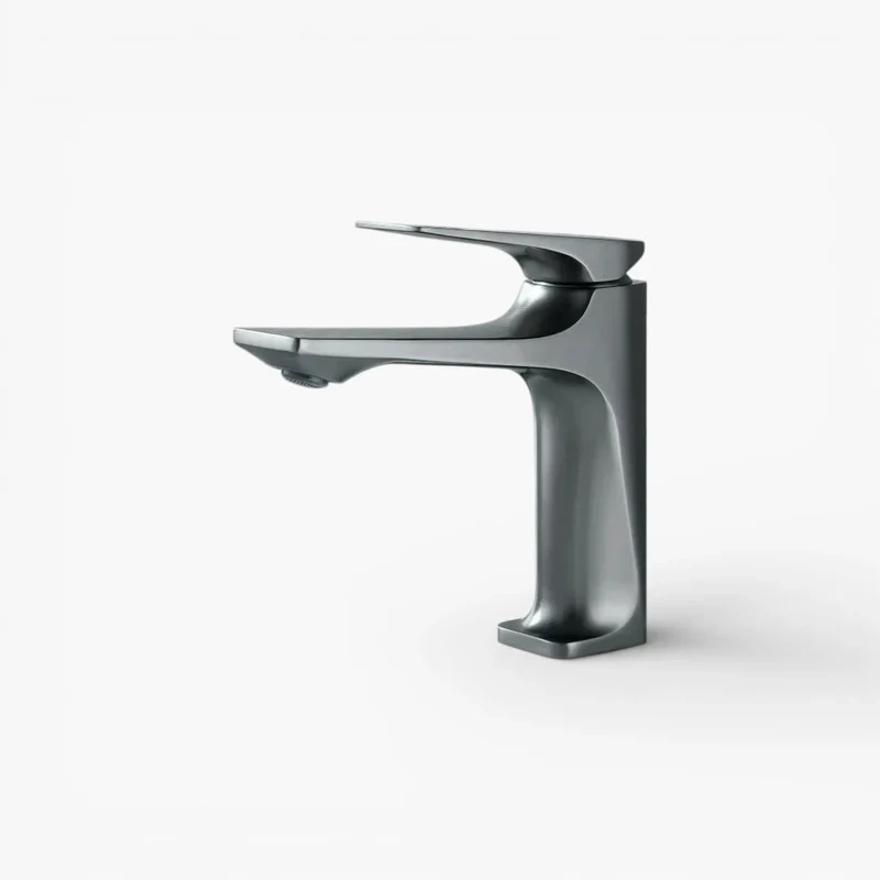 Robinet lavabo salle de bain design épuré - Argenté - Laiton