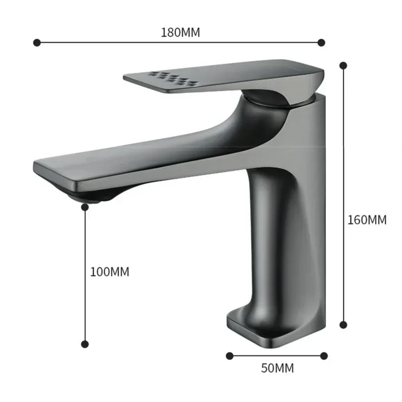 Robinet lavabo salle de bain design épuré - Argenté - Laiton