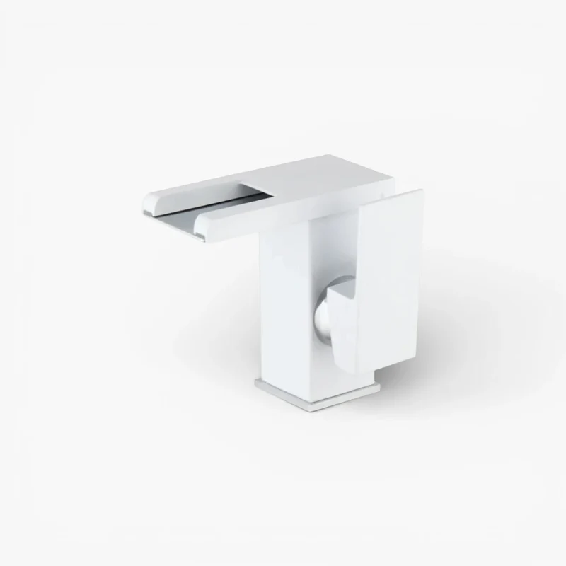 Robinet lavabo salle de bain design cascade led température - Blanc