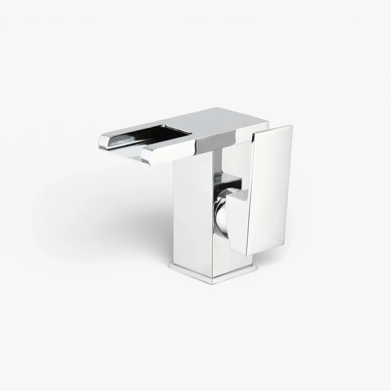 Robinet lavabo salle de bain design cascade led température - Argenté