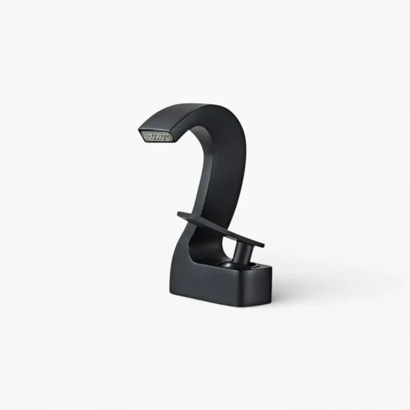 Robinet lavabo salle de bain cygne design - Noir