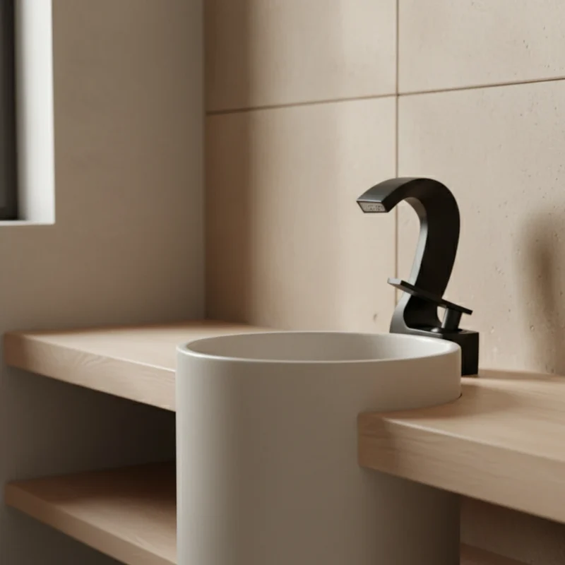 Robinet lavabo salle de bain cygne design - Noir