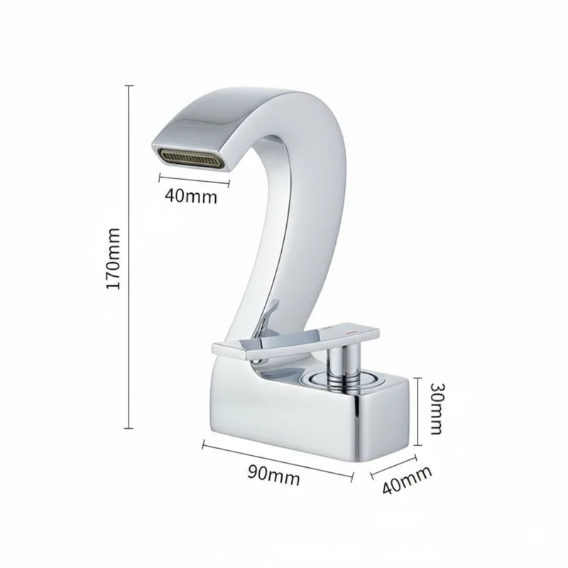 Robinet lavabo salle de bain cygne design - Argenté