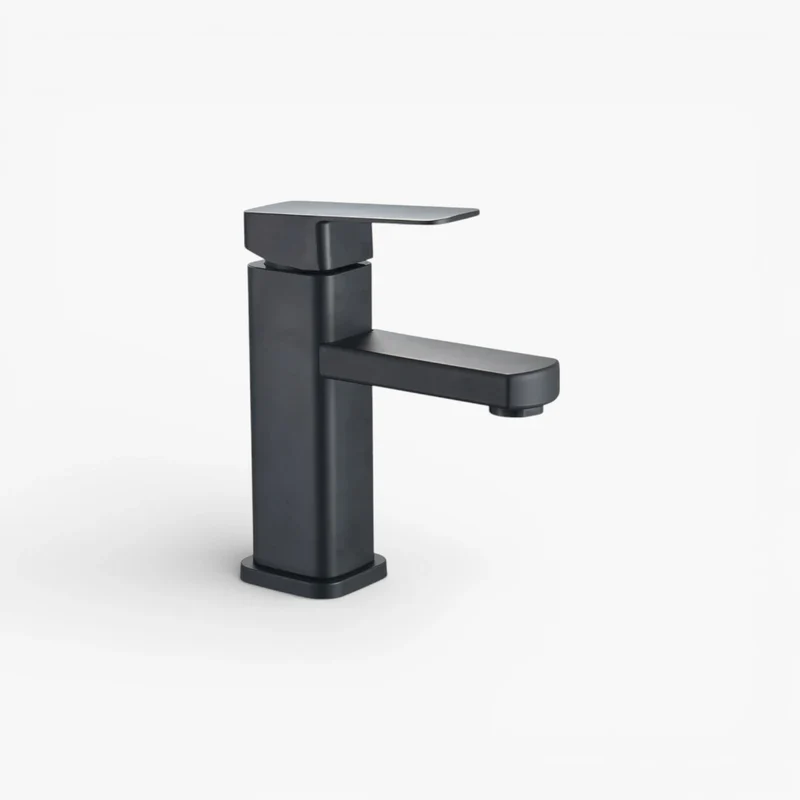 Robinet lavabo salle de bain carré - Noir mat