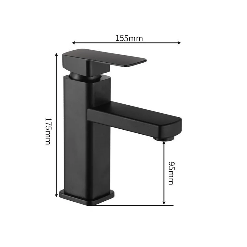 Robinet lavabo salle de bain carré - Noir mat