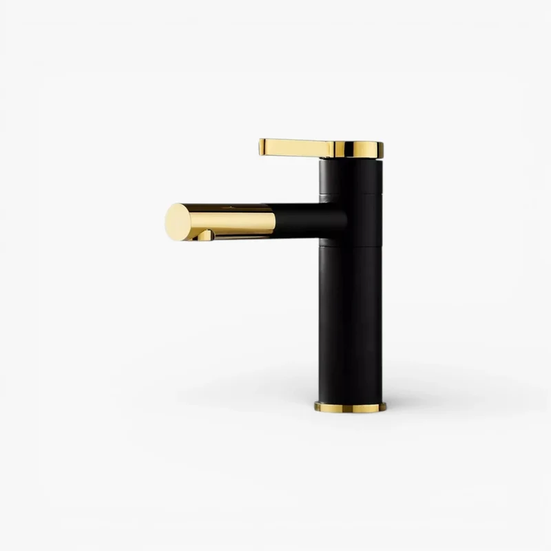 Robinet lavabo salle de bain bicolore rotatif - Noir Doré - Laiton