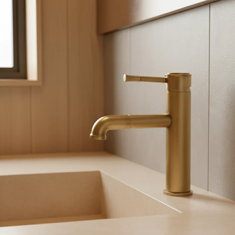 Robinet lavabo salle de bain bec rotatif vintage - Doré - Laiton