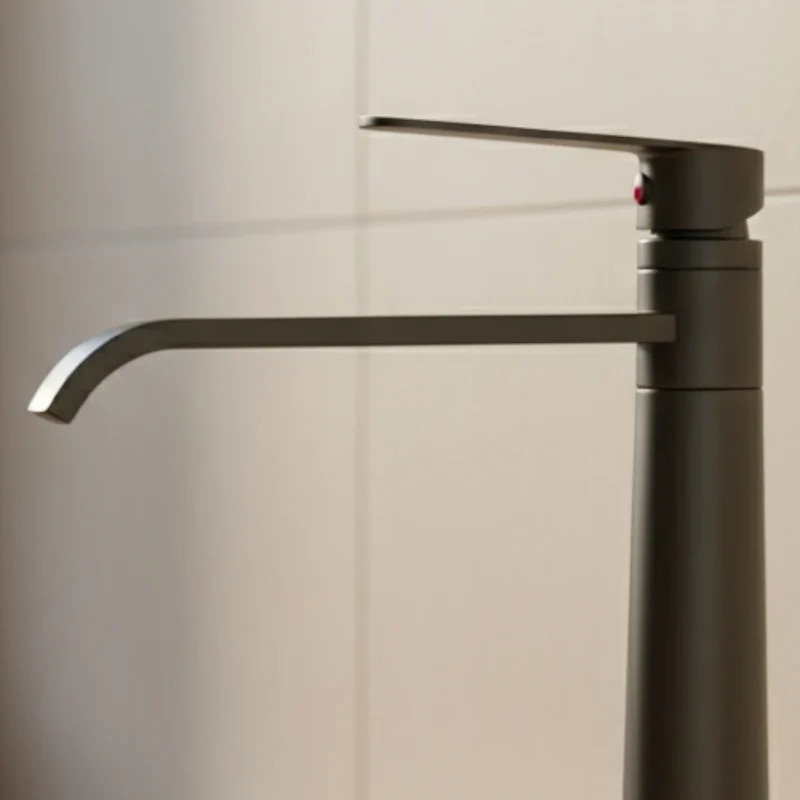 Robinet lavabo salle de bain bec long - Noir - Laiton