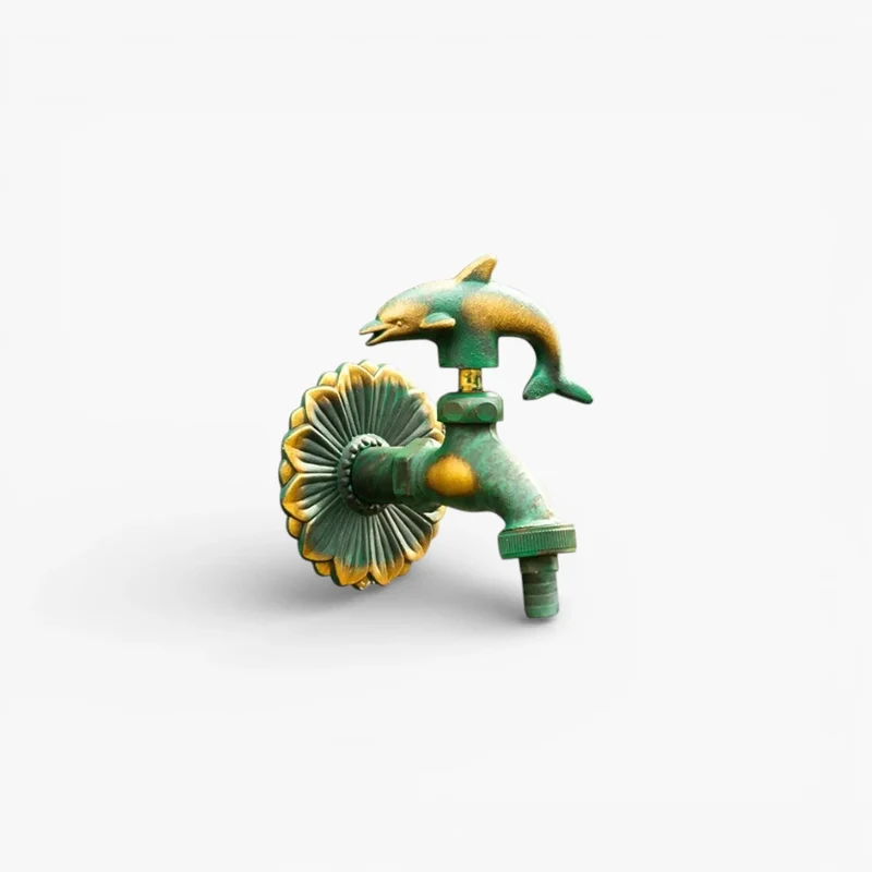 Robinet extérieur de jardin rétro fleur animaux - Vert