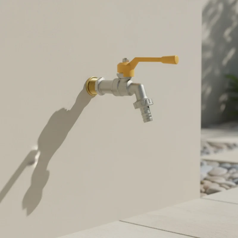 Robinet extérieur de jardin 1 sortie vanne jaune - Argenté - Laiton