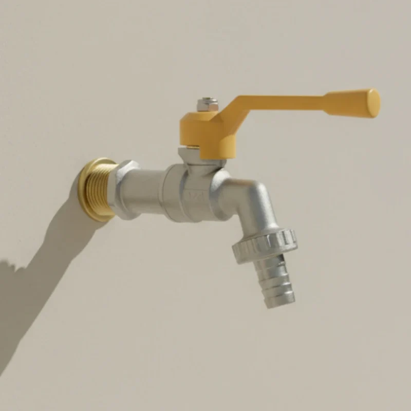 Robinet extérieur de jardin 1 sortie vanne jaune - Argenté - Laiton