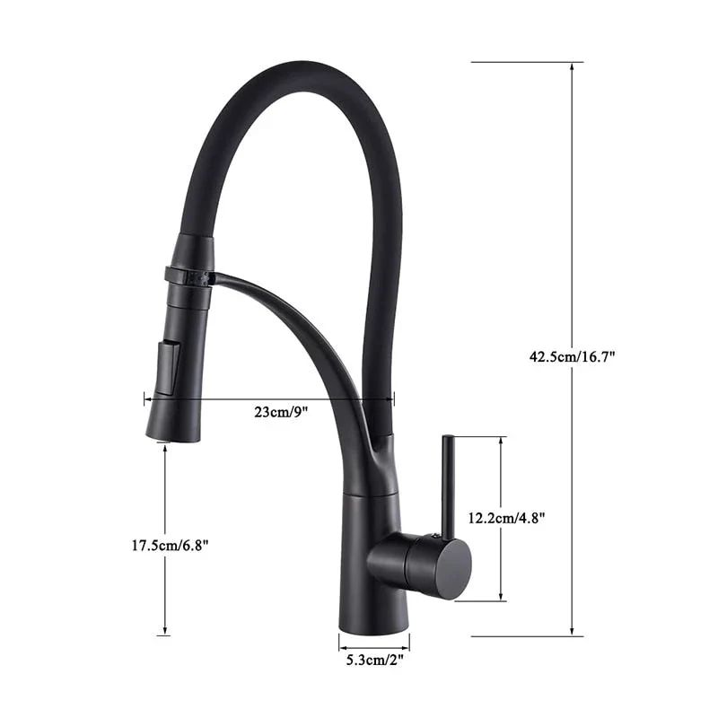 Robinet évier cuisine tuyau noir douchette mitigeur - Doré - Laiton