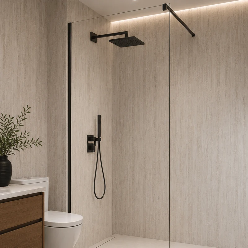 Mur de douche en PVC effet travertin mat 48 po x 96 pouce