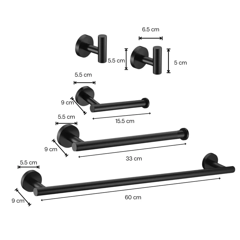 Ensemble d'accessoires de salle de bain - Or rond 24"