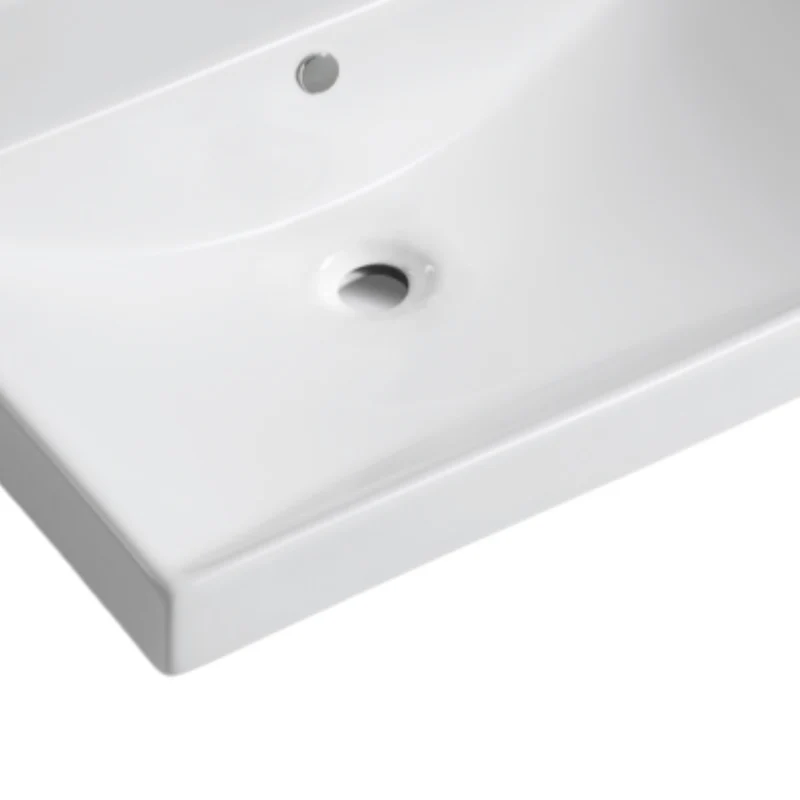 Lavabo rectangulaire 8056, semi-encastré avec trou, porcelaine 23.6" X 18.1" X 7,5"