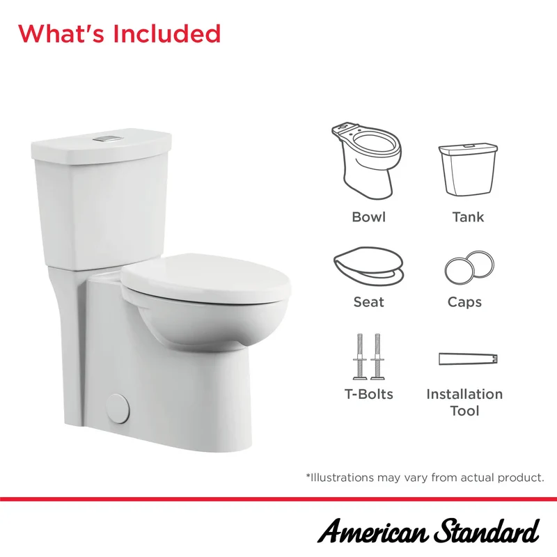 Toilette Studio® à jupe, 2 pièces, chasse double 4,8 Lpc/1,28 gpc et 3,8 Lpc/1,0 gpc, à cuvette allongée à hauteur de chaise avec siège
