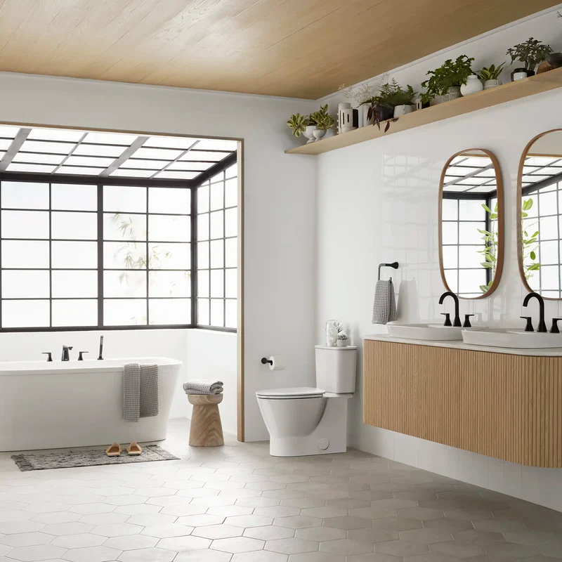 Toilette allongée Aspirations EcoStrength, deux pièces, à hauteur de chaise avec siège, 0,80 gpc/ 3,0 Lpc