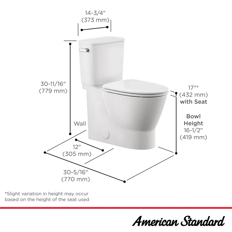 Toilette allongée Aspirations EcoStrength, deux pièces, à hauteur de chaise avec siège, 0,80 gpc/ 3,0 Lpc