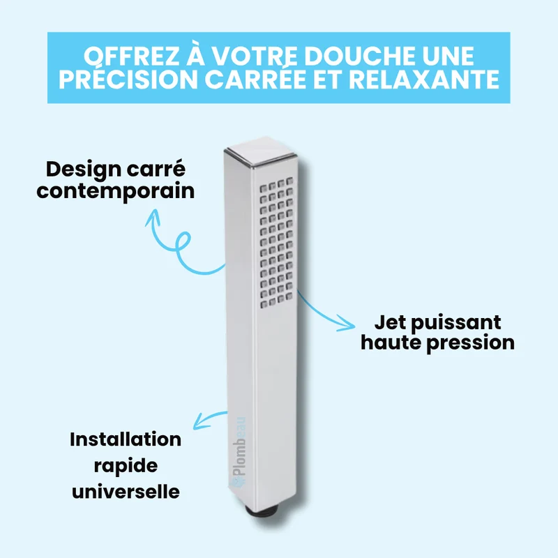Pommeau de Douche Haute Pression Design Carré Moderne