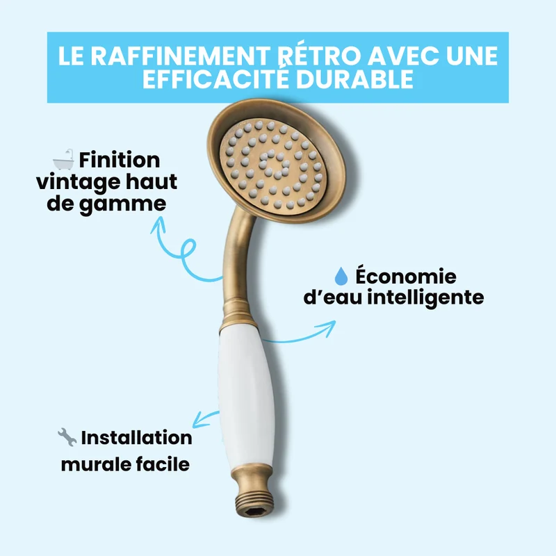 Pommeau de Douche Retro En Laiton Brossé Simple